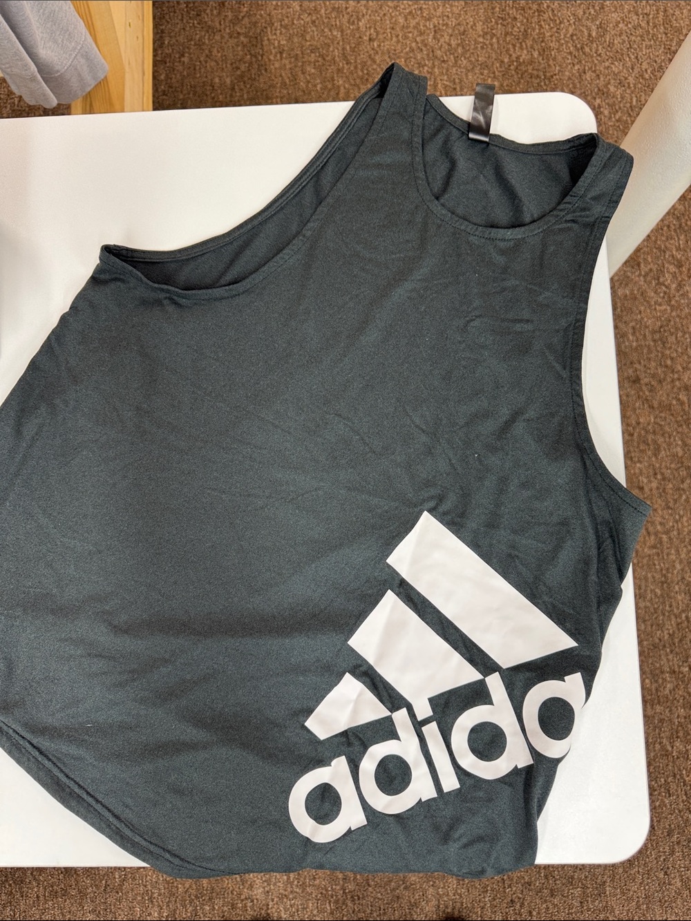 adidas Black Tank with Large White Logo